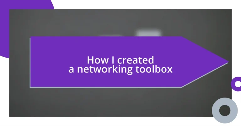 How I created a networking toolbox