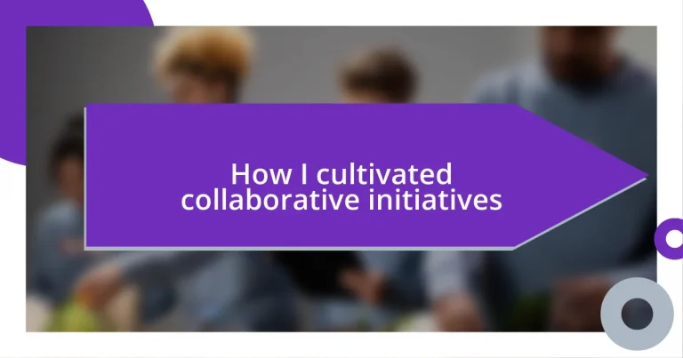 How I cultivated collaborative initiatives