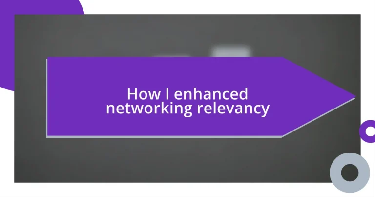 How I enhanced networking relevancy