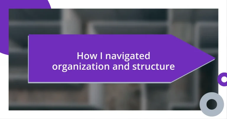 How I navigated organization and structure