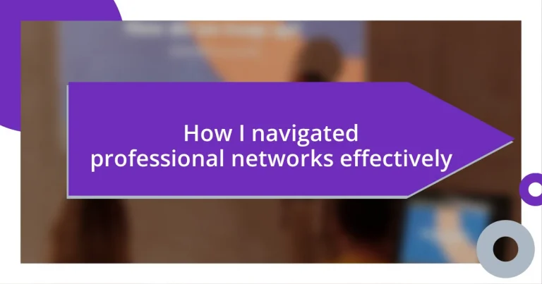 How I navigated professional networks effectively