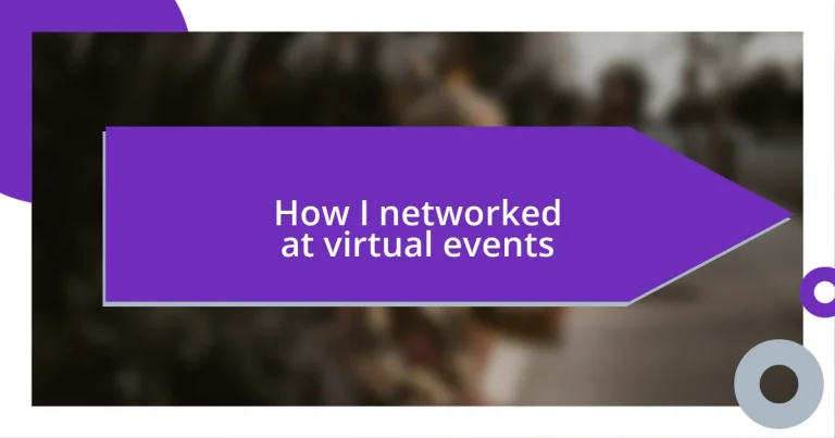How I networked at virtual events