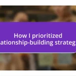 How I prioritized relationship-building strategies
