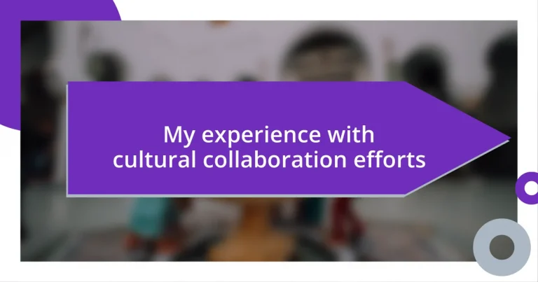 My experience with cultural collaboration efforts