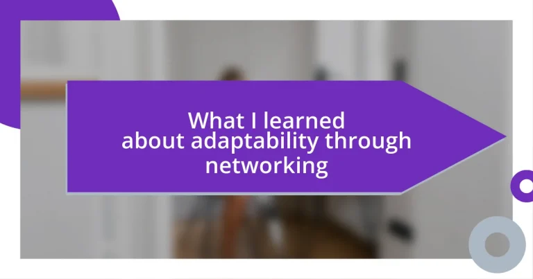 What I learned about adaptability through networking
