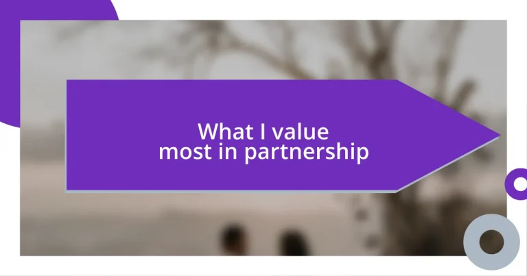 What I value most in partnership