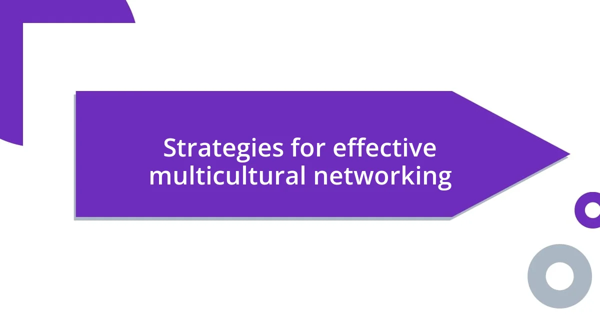 Strategies for effective multicultural networking